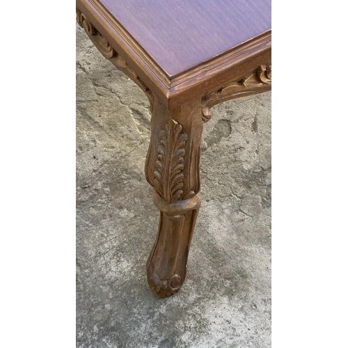 630 - Large Classic French Style Square Center Coffee Table with Carvings (100 W. x 100 d. x 52cm H.)