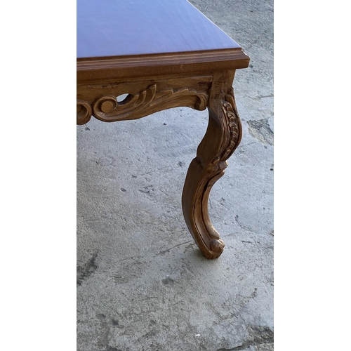 630 - Large Classic French Style Square Center Coffee Table with Carvings (100 W. x 100 d. x 52cm H.)