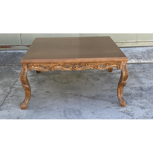 630 - Large Classic French Style Square Center Coffee Table with Carvings (100 W. x 100 d. x 52cm H.)