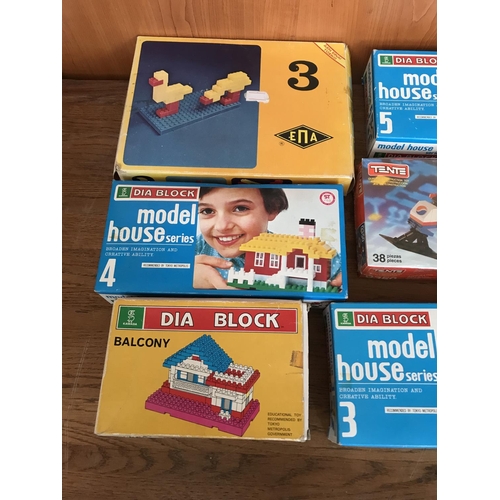 644 - Collection of Vintage Lego Style Toy Blocks (Greek, Japanese)