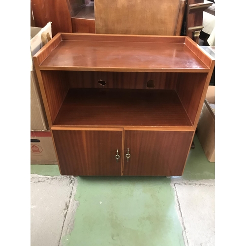 649 - Vintage 1960's TV Stand with Bottom Cabinet on Castors (78 W. x 45 D. x 84cm H.)