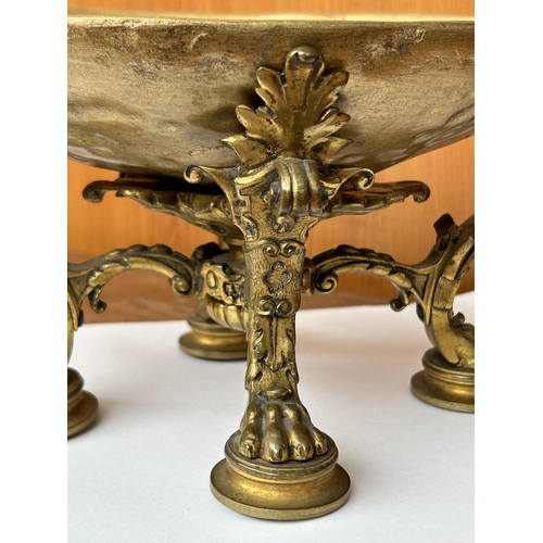 87 - Antique 19th Century Brass Center Piece with Cherubs