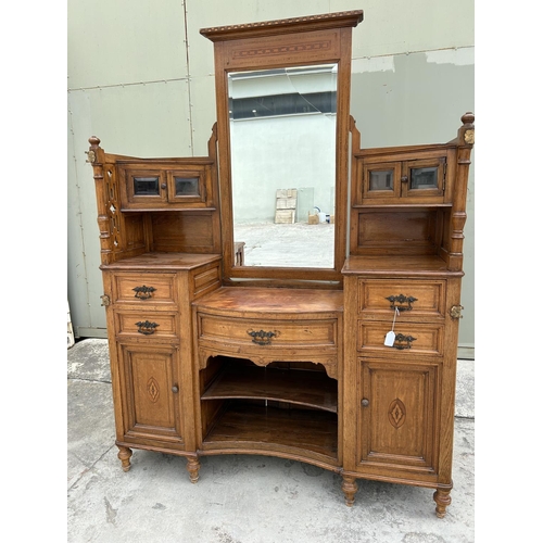 71 - Antique Wooden Buffet Unit with Swing Mirror