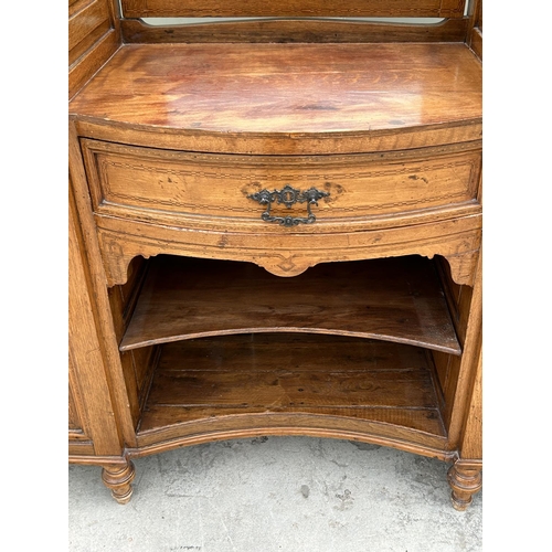 71 - Antique Wooden Buffet Unit with Swing Mirror