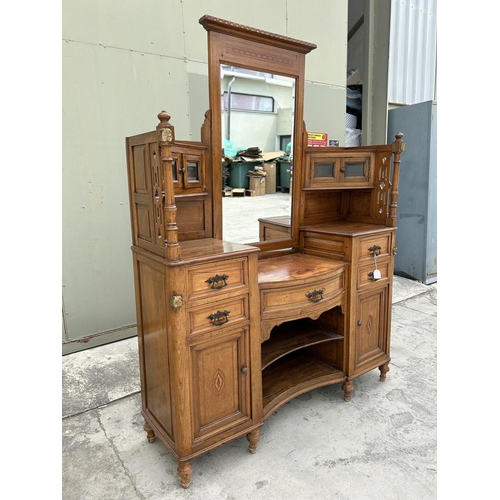 71 - Antique Wooden Buffet Unit with Swing Mirror