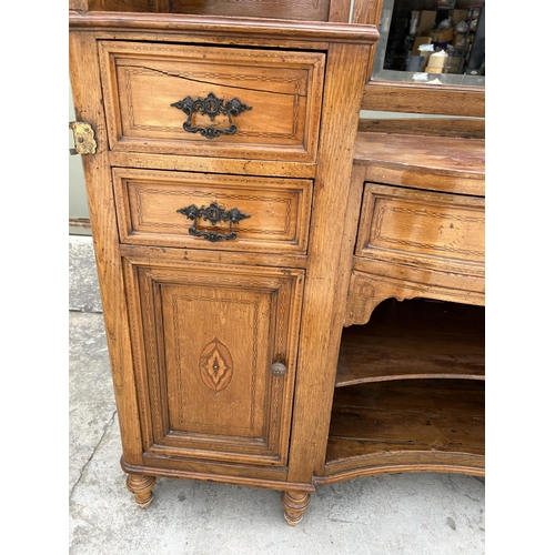 71 - Antique Wooden Buffet Unit with Swing Mirror