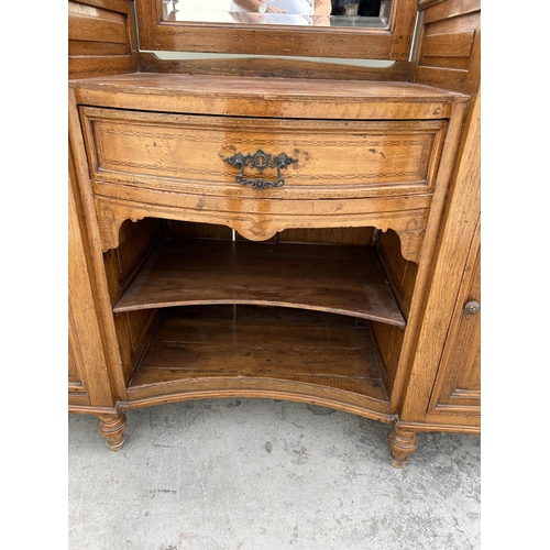 71 - Antique Wooden Buffet Unit with Swing Mirror