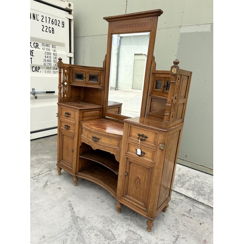 71 - Antique Wooden Buffet Unit with Swing Mirror