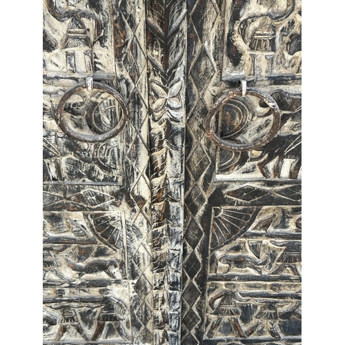 72 - Antique Style 2-Door Wooden 'Home' Unit with Carvings (89 W. x 60 D. x 120cm H.)