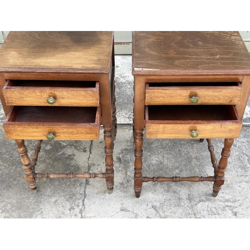 74 - x2 Antique Square 2-Drawer  Bedside Cabinets/Nightstands (x1 Sign of Ageing as Picture - 39 x 39 x 6... 