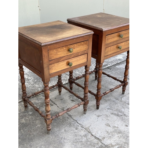 74 - x2 Antique Square 2-Drawer  Bedside Cabinets/Nightstands (x1 Sign of Ageing as Picture - 39 x 39 x 6... 