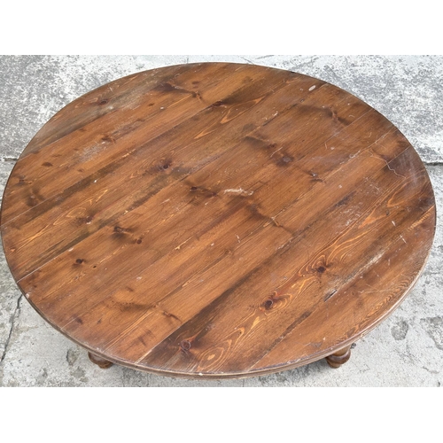 76 - Antique Style Wooden Circular Low Coffee Table (92cm Diameter, 32cm H.)