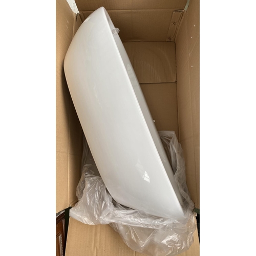 653 - Sanitec White Over The Counter Long Porcelain Sink (Unused, Boxed - 70 x 40 x 20cm)