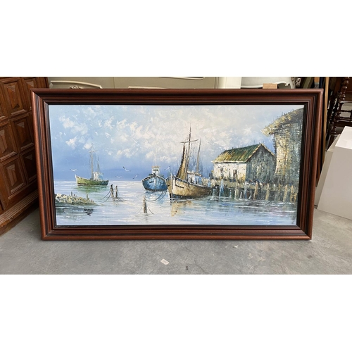 10 - Oil on Canvas Large Seascape Painting Signed 'Elias' (134 x 73cm)