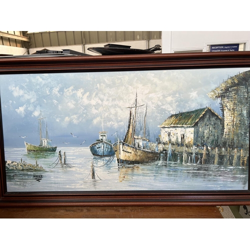 10 - Oil on Canvas Large Seascape Painting Signed 'Elias' (134 x 73cm)