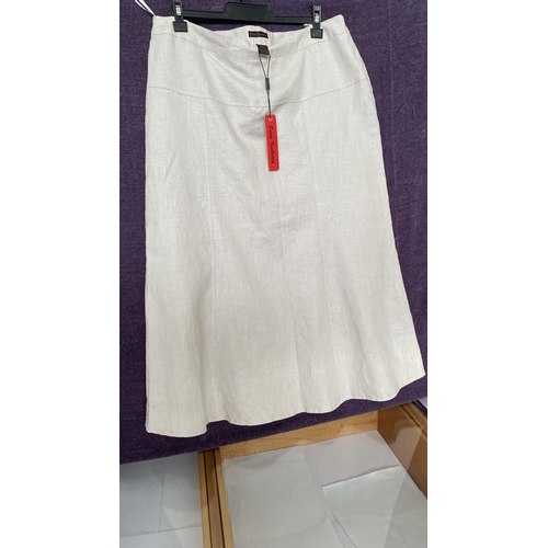 126 - Sara Isabella Pure Linen Lined Beige Skirt with Elastic Back Waist Size 14 (Unused)