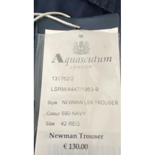 161 - Aquascutum London Newman Navy Trousers Size 42 R (Unused)