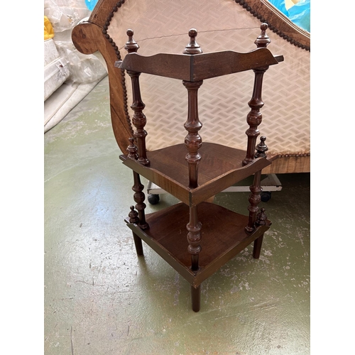 21 - Vintage Victorian Style 3-Tier Corner Whatnot Shelves with Turned Finials (78cm H.)