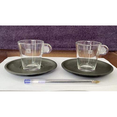 123 - From Nespresso Collection Clear Demitasse Espresso Coffee Cups and Saucers