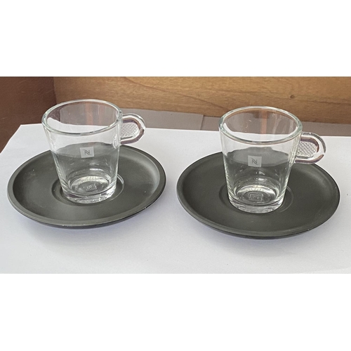 123 - From Nespresso Collection Clear Demitasse Espresso Coffee Cups and Saucers