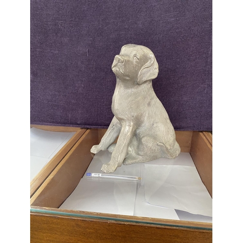 5 - Labrator Puppy Sitting Cast Aluminium Statue Figure (33cm H.)