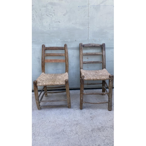 51 - x2 Vintage Traditional Hand Carved Coffee Shop Woven Chairs