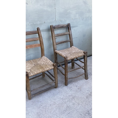 51 - x2 Vintage Traditional Hand Carved Coffee Shop Woven Chairs