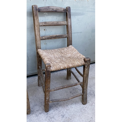 51 - x2 Vintage Traditional Hand Carved Coffee Shop Woven Chairs