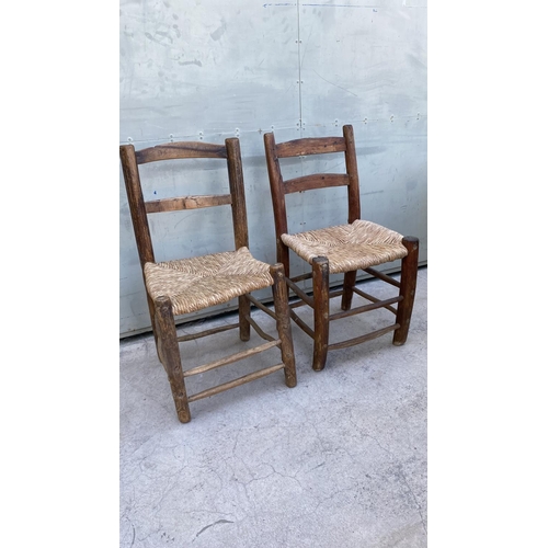 52 - x2 Vintage Traditional Hand Carved Coffee Shop Woven Chairs