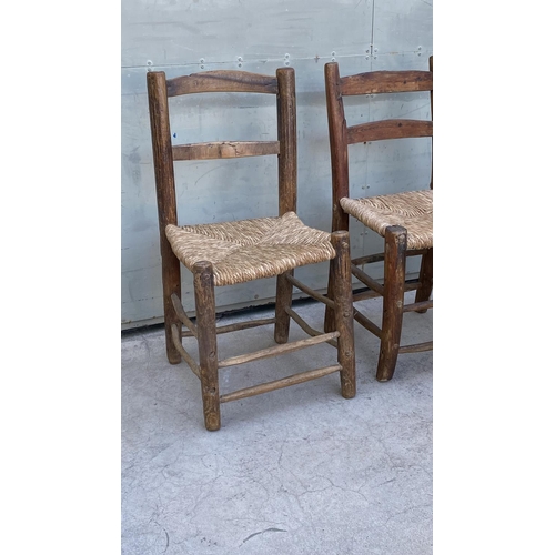 52 - x2 Vintage Traditional Hand Carved Coffee Shop Woven Chairs