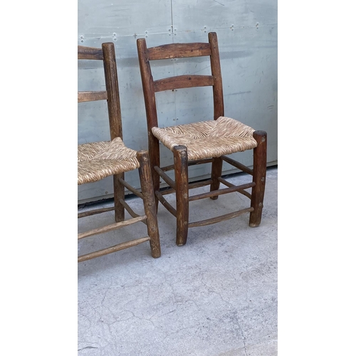 52 - x2 Vintage Traditional Hand Carved Coffee Shop Woven Chairs