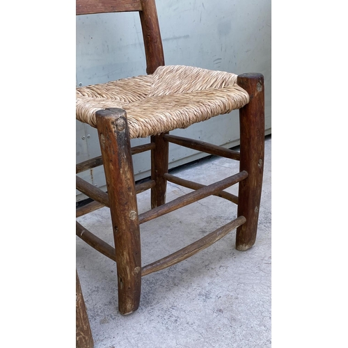 52 - x2 Vintage Traditional Hand Carved Coffee Shop Woven Chairs