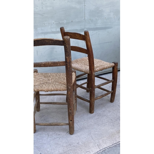 52 - x2 Vintage Traditional Hand Carved Coffee Shop Woven Chairs