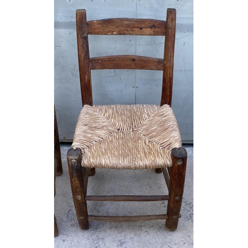 52 - x2 Vintage Traditional Hand Carved Coffee Shop Woven Chairs