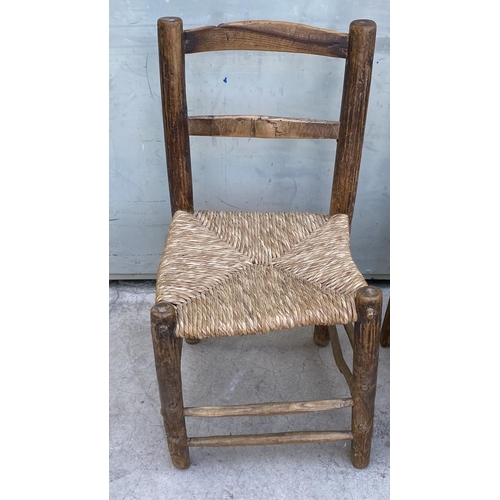 52 - x2 Vintage Traditional Hand Carved Coffee Shop Woven Chairs