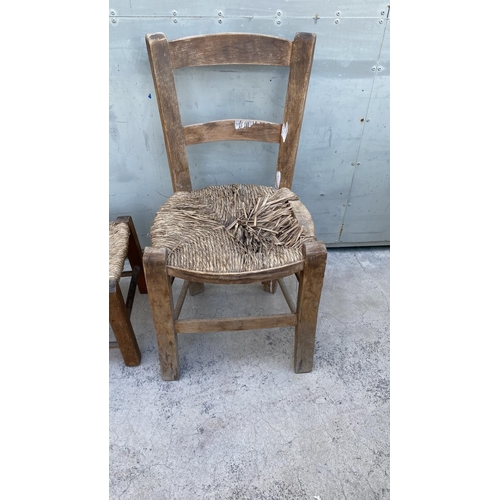 53 - Vintage Traditional Hand Made Coffee Shop Woven Chair and Stool (A/F - For Restoration)