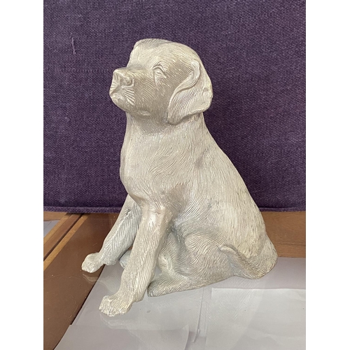 5 - Labrator Puppy Sitting Cast Aluminium Statue Figure (33cm H.)