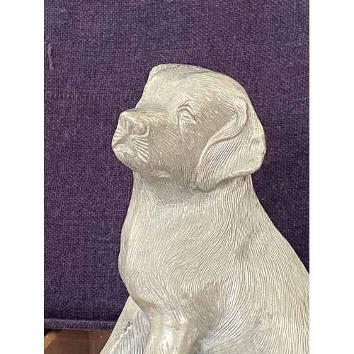 5 - Labrator Puppy Sitting Cast Aluminium Statue Figure (33cm H.)