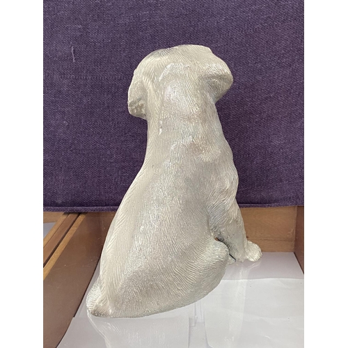 5 - Labrator Puppy Sitting Cast Aluminium Statue Figure (33cm H.)