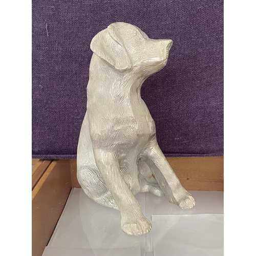 5 - Labrator Puppy Sitting Cast Aluminium Statue Figure (33cm H.)