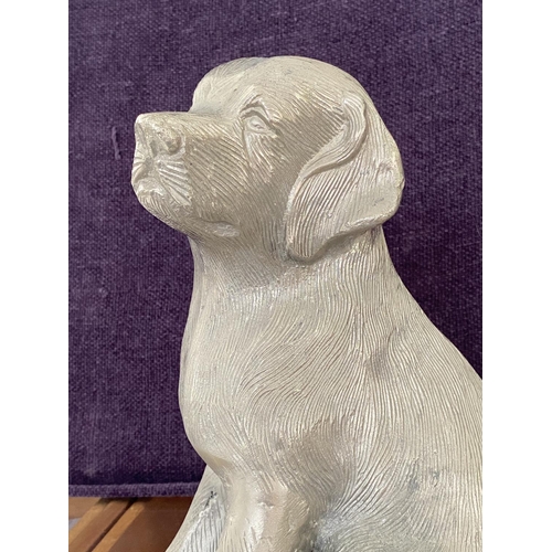 5 - Labrator Puppy Sitting Cast Aluminium Statue Figure (33cm H.)