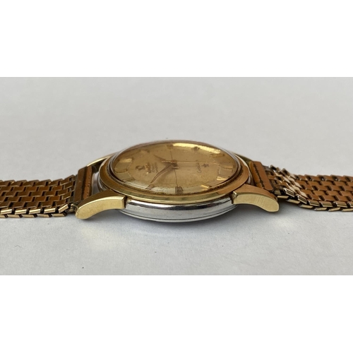 67 - Antique Omega Automatic Chronometer Constellation Wristwatch, Complete Overhaul, 18k Gold Mixed with... 