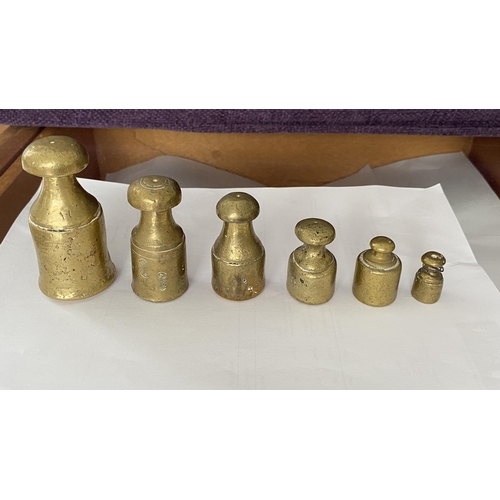 7 - Vintage Brass Set of Weights