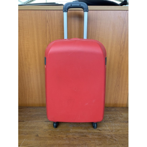 171 - Larvender Hard Shell Red Travel Bag on Wheels (33 W. x 21 D. x 52cm H.)