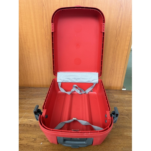 171 - Larvender Hard Shell Red Travel Bag on Wheels (33 W. x 21 D. x 52cm H.)