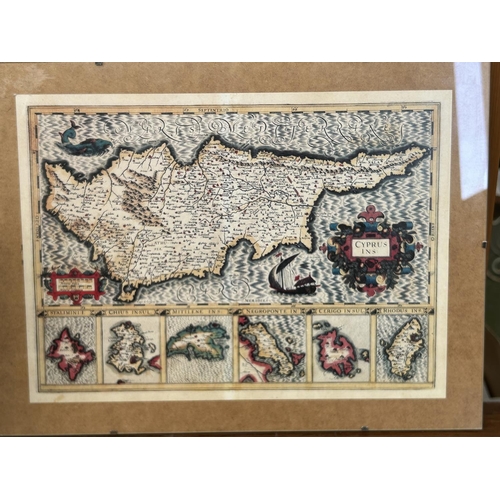 507 - Old Cyprus Map Framed (40 x 30cm)