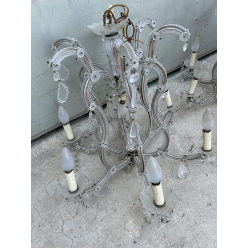 532 - x2 Vintage Crystal 6-Arm Chandeliers