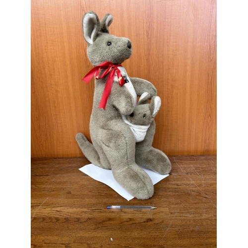 560 - Large Australia Stuffed  Kangaroo Mom and Baby Soft Toy (54cm H.)