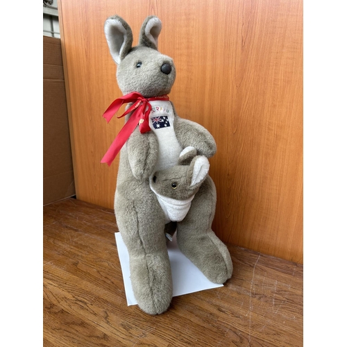 560 - Large Australia Stuffed  Kangaroo Mom and Baby Soft Toy (54cm H.)