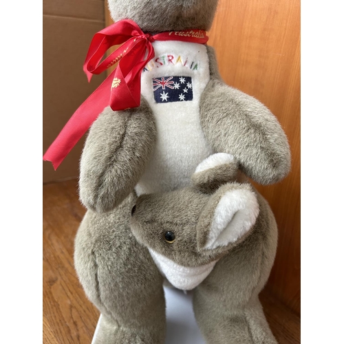 560 - Large Australia Stuffed  Kangaroo Mom and Baby Soft Toy (54cm H.)